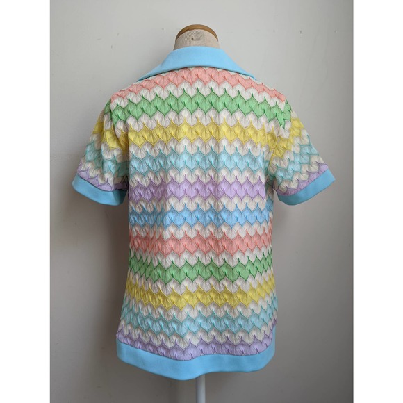 Sears 60s 12 Knit Sweater Rainbow Vintage Sheer Open Weave - Picture 5 of 8